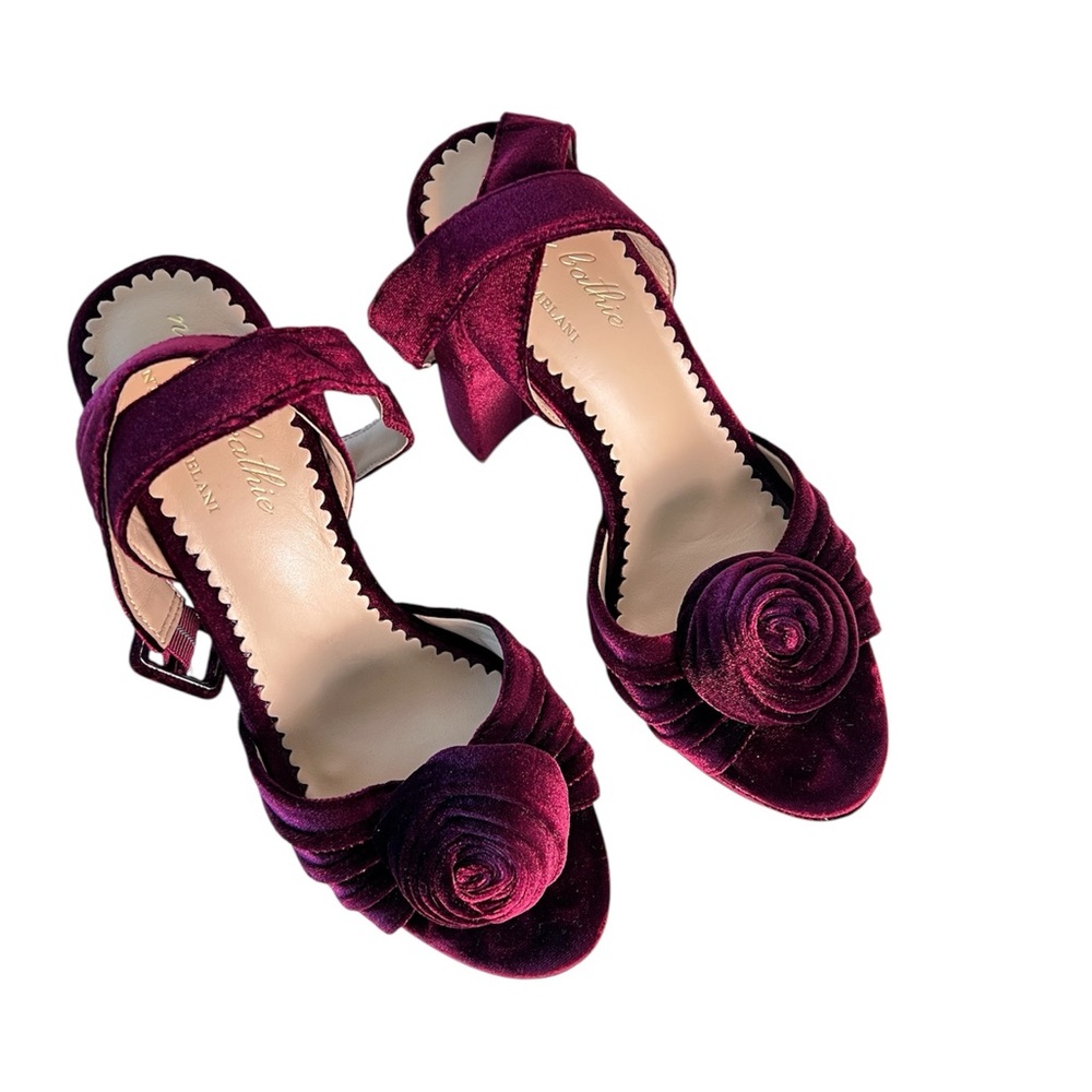 Antonio Melani x Nicola Bathie Emilia Velvet‎ Burgundy Platform Sandals 9M